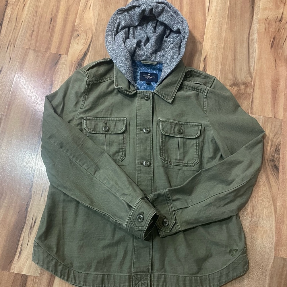 2014 American Eagle Utility Hooded Olive Green Jacket Adult Medium - Picture 2 of 7